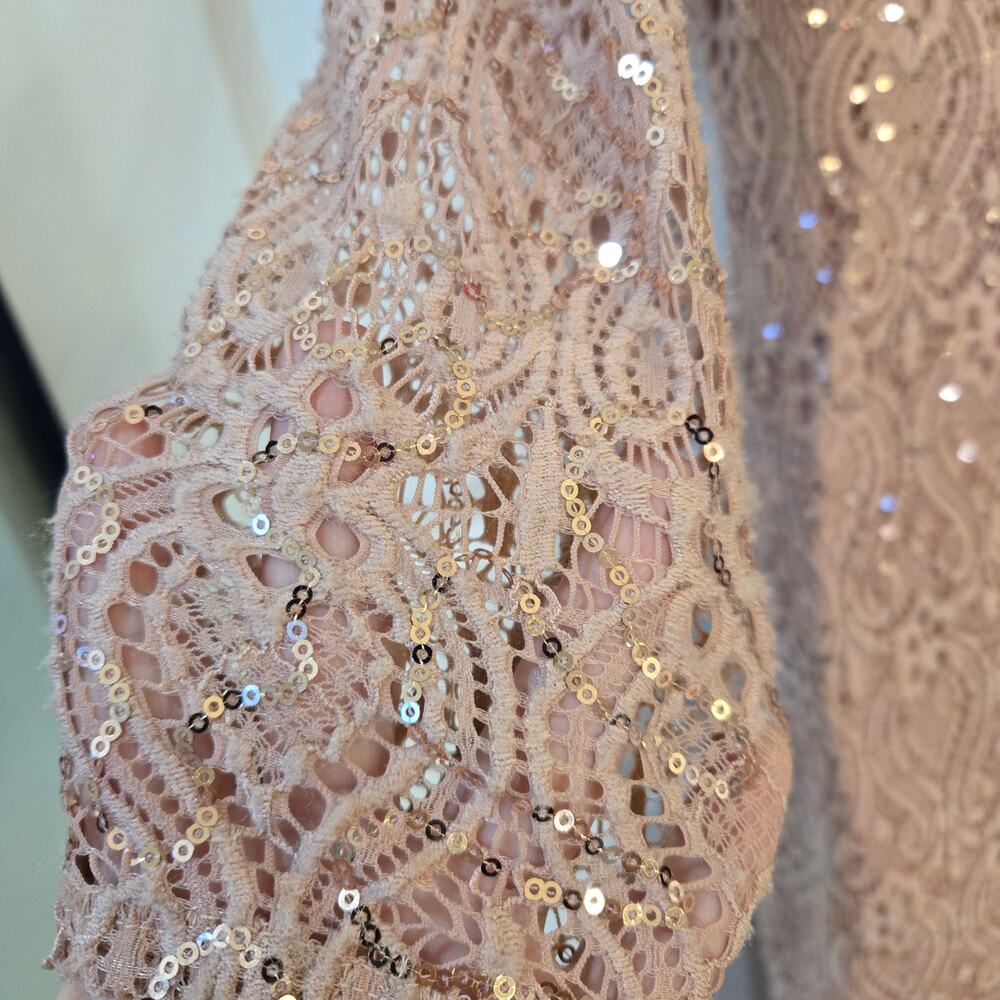 Marina Sequined Lace Gown Blush pink Feminine Mother of the bride Glamorous - Picture 4 of 13